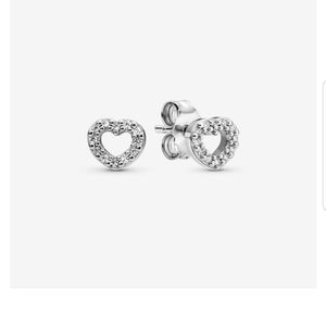 Pandora sterling silver open heart stud earrings